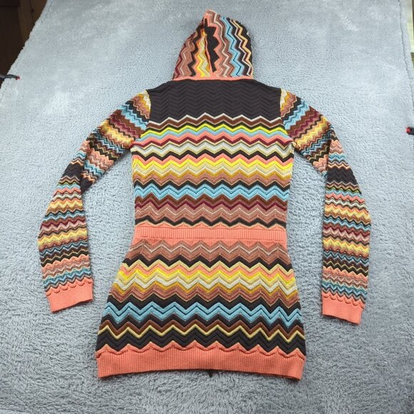 Missoni Target Hoodie Womens XL Multicolor Chevron Knit Zip Up Slim Fit Long - Picture 10 of 16